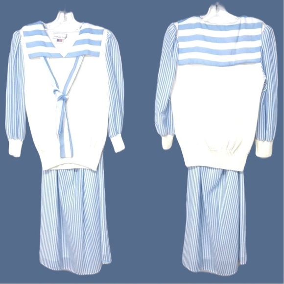 𝅺VINTAGE preppy Anthony Sicari SET Skirt + Sweater Size XS/S 70s 60s 80s sailor - Picture 16 of 16